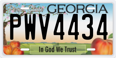 GA license plate PWV4434