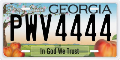 GA license plate PWV4444