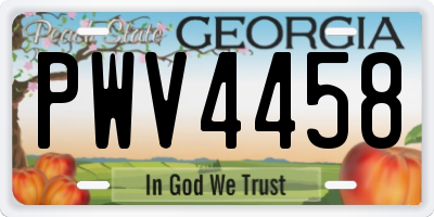 GA license plate PWV4458
