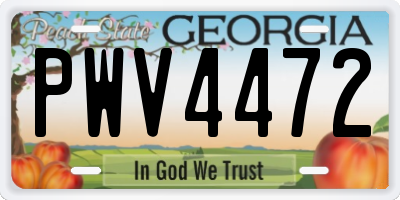 GA license plate PWV4472