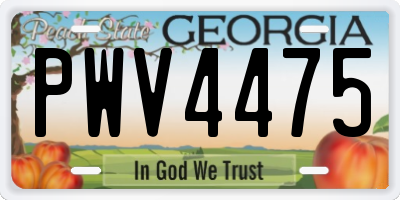GA license plate PWV4475