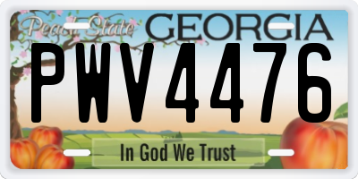 GA license plate PWV4476