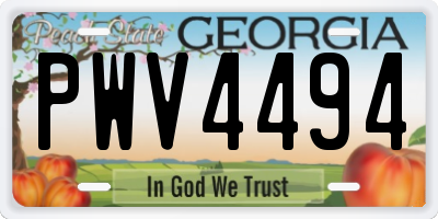 GA license plate PWV4494