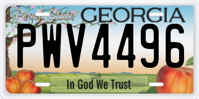 GA license plate PWV4496