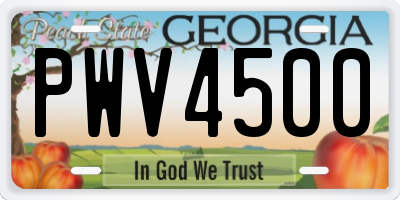 GA license plate PWV4500