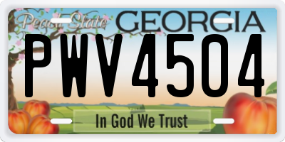 GA license plate PWV4504