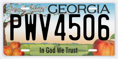 GA license plate PWV4506