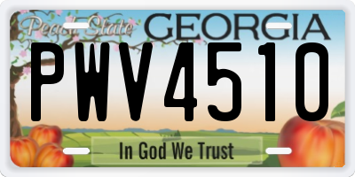 GA license plate PWV4510