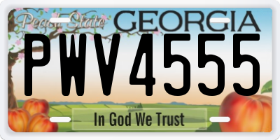 GA license plate PWV4555