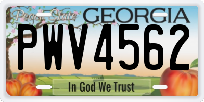 GA license plate PWV4562