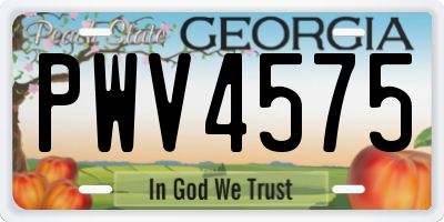 GA license plate PWV4575