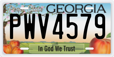 GA license plate PWV4579
