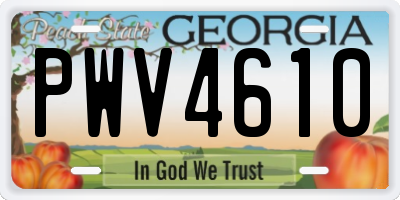 GA license plate PWV4610