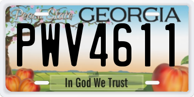 GA license plate PWV4611
