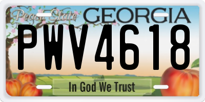 GA license plate PWV4618