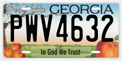 GA license plate PWV4632