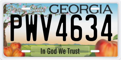 GA license plate PWV4634