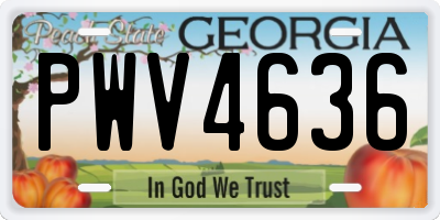 GA license plate PWV4636