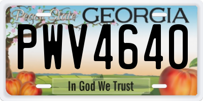 GA license plate PWV4640