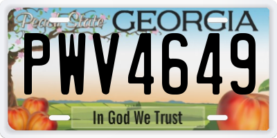 GA license plate PWV4649