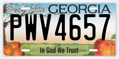 GA license plate PWV4657