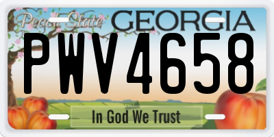GA license plate PWV4658