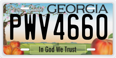 GA license plate PWV4660