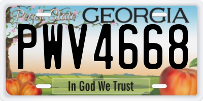 GA license plate PWV4668