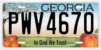 GA license plate PWV4670