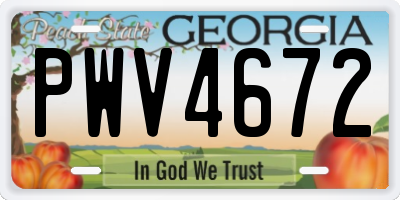 GA license plate PWV4672