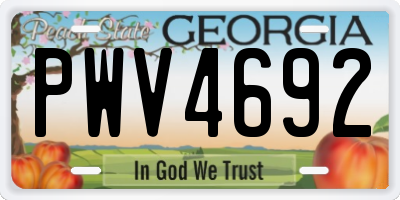 GA license plate PWV4692