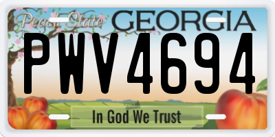 GA license plate PWV4694