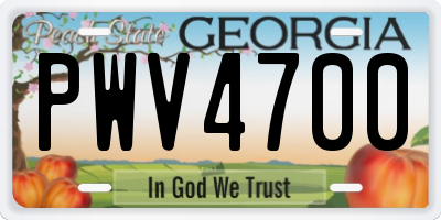 GA license plate PWV4700