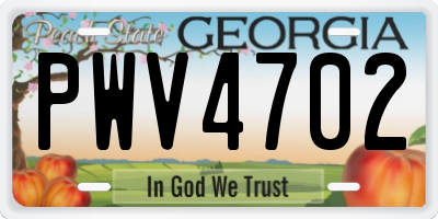 GA license plate PWV4702