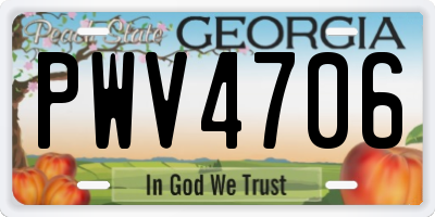 GA license plate PWV4706