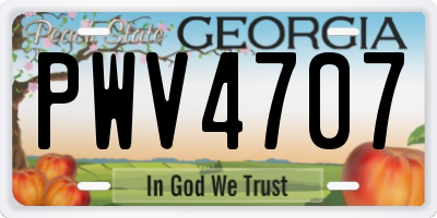 GA license plate PWV4707