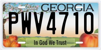 GA license plate PWV4710