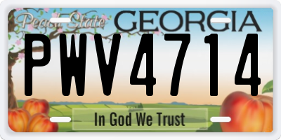 GA license plate PWV4714