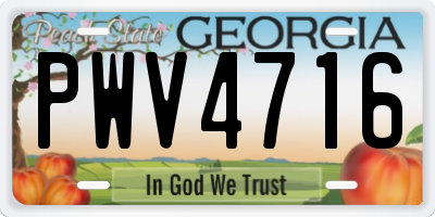 GA license plate PWV4716