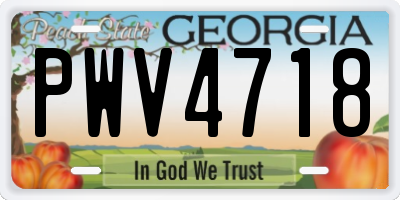 GA license plate PWV4718