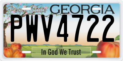 GA license plate PWV4722