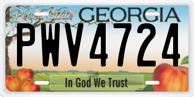 GA license plate PWV4724
