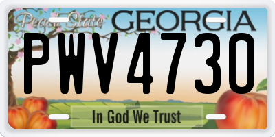 GA license plate PWV4730