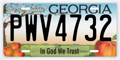 GA license plate PWV4732