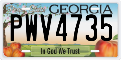 GA license plate PWV4735