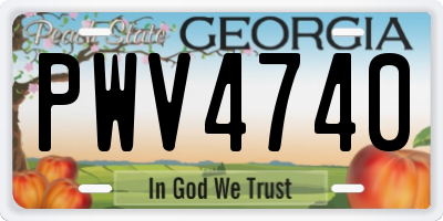 GA license plate PWV4740