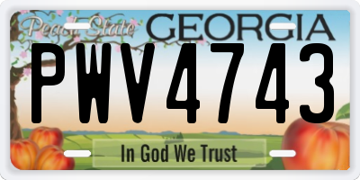 GA license plate PWV4743