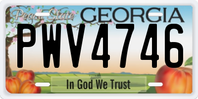 GA license plate PWV4746
