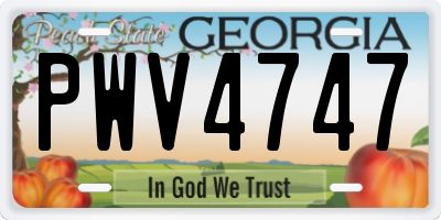 GA license plate PWV4747