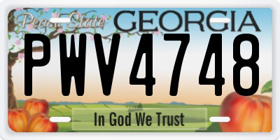 GA license plate PWV4748